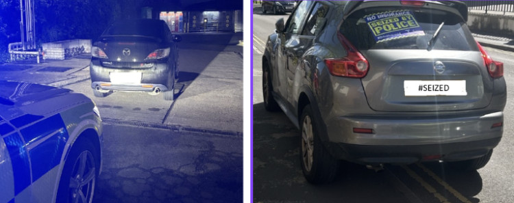 Two vehicles have been seized in Leamington and Coventry for insurance and licensing violations (image via Leamington Police)