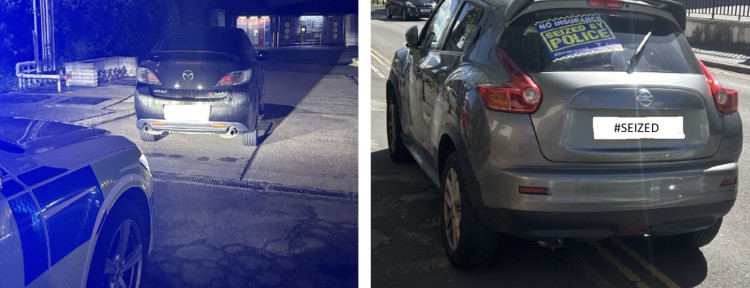 Two vehicles have been seized in Leamington and Coventry for insurance and licensing violations (image via Leamington Police)