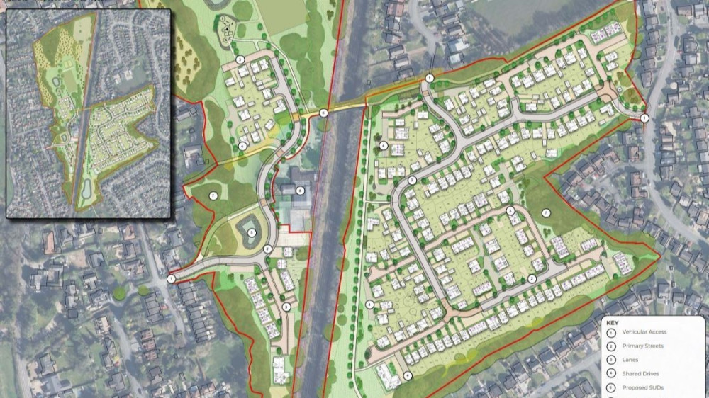 A map of proposals for a new estate at Gatley Golf Club on Motcombe Road in Stockport (Image via planning document)
