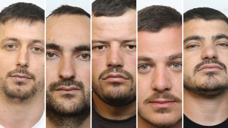 Krisjian Dedndreaj, Sidorjan Lleshi, Kristian Gropcaj, Endrit Nikolli and George Pepa (Credit: Cheshire Police).