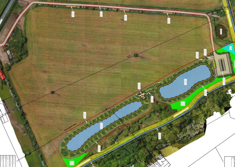 Artist impression of the two fishing lakes (Image via: planning application)