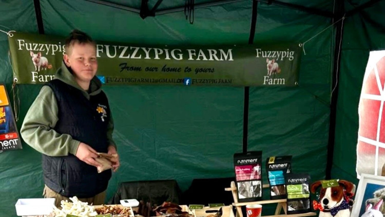 Shepton Mallet Sunday Market has launched a Young Trader opportunity with support from the town council, starting with 13-year-old Mitch from Fuzzy Pig Farm.