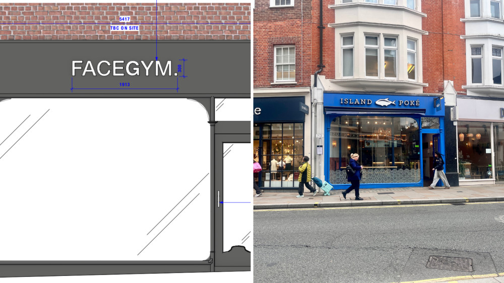FaceGym has applied for new signage at Island Poke (credit: Planning application & Nub News).