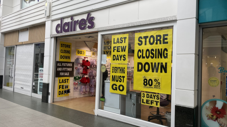 Claire's Accessories in Stockport town centre's Merseyway shopping centre is closing down this April (Image - Nub News)