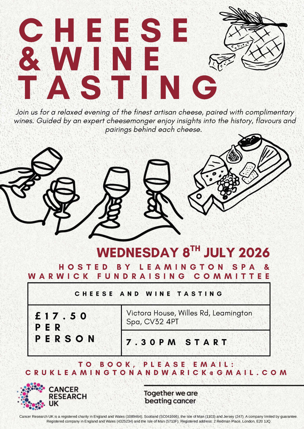 Cheese & Wine Tasting in aid of Cancer Research UK