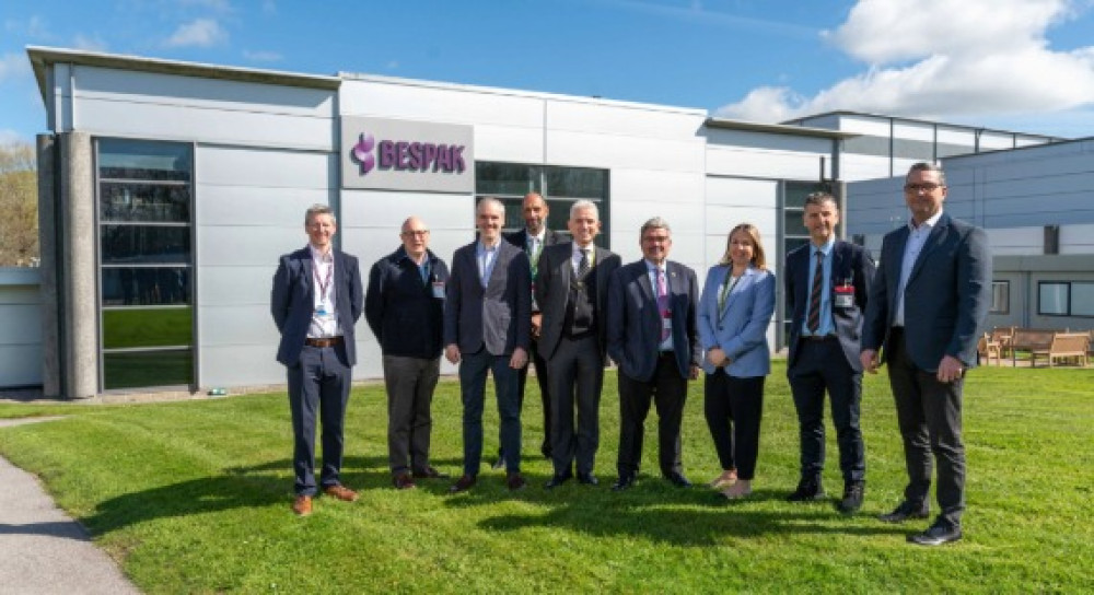 The leader and deputy leader of Cheshire East Council, councillors Nick Mannion and Michael Gorman, recently toured Bespak’s London Road headquarters, recognising the company’s pioneering role in the global supply of inhalers. (Photo: Cheshire East Council)