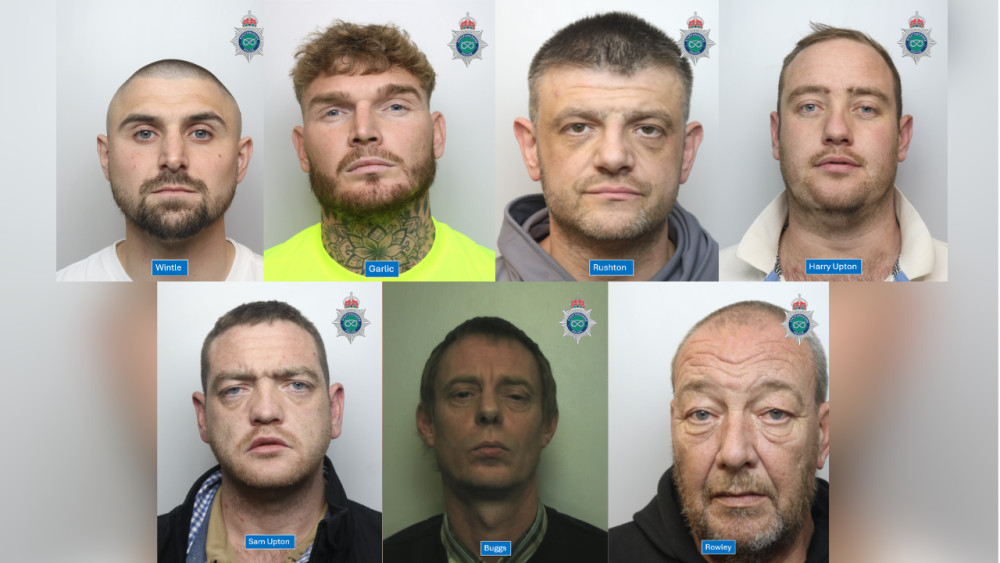 Seven men have now been jailed for more than 60 years combined (images via Staffordshire Police)
