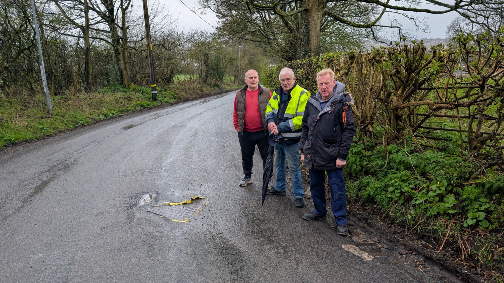 Residents Terry Adams, John Breeze and Alan Cooper on Eaves Lane (image via LDRS)