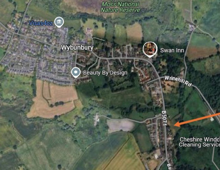 The application site off Bridge Street at Wybunbury (Photo: Google).