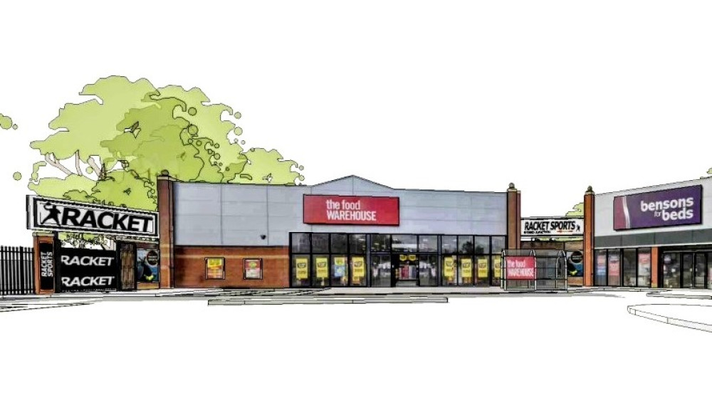 Racket Sports would be located on Crewe's Grand Junction Retail Park, to the rear of Food Warehouse (Photo: CEC Planning).