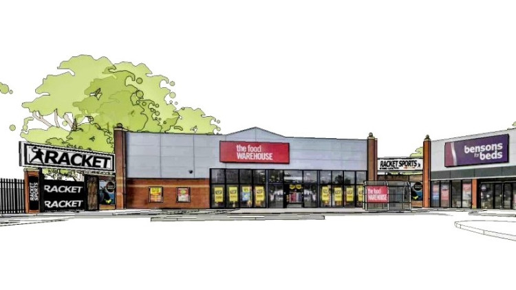 Racket Sports would be located on Crewe's Grand Junction Retail Park, to the rear of Food Warehouse (Photo: CEC Planning).
