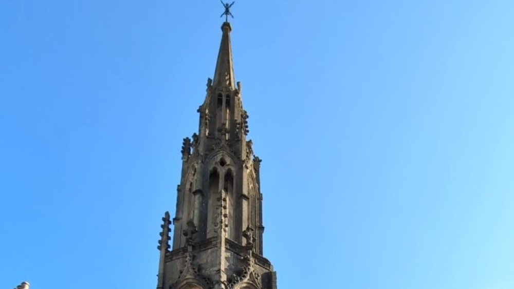 Glastonbury Market Cross has been fenced off in the High Street, with repair work expected ((LL/DILY)) 