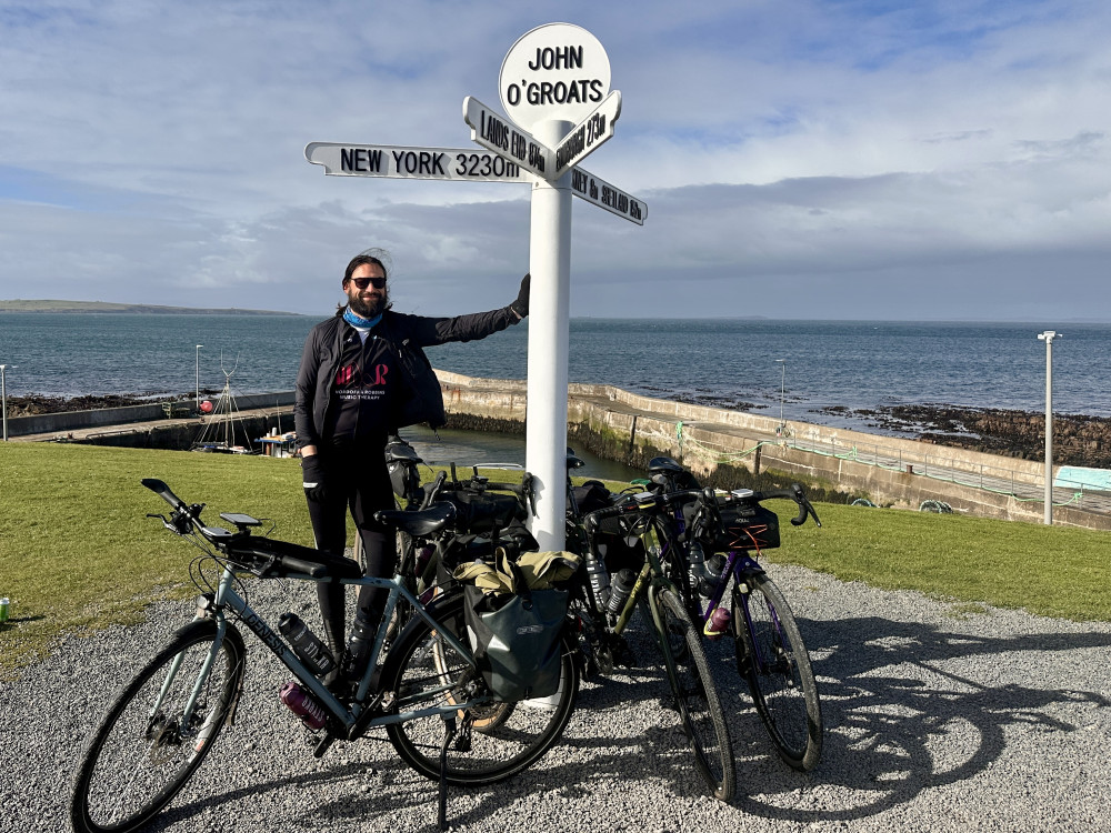 Macclesfield FC fan and bassist for The 1975 Ross MacDonald has completed a mammoth cycling challenge to raise money for charity (Credit: Nordoff and Robbins)