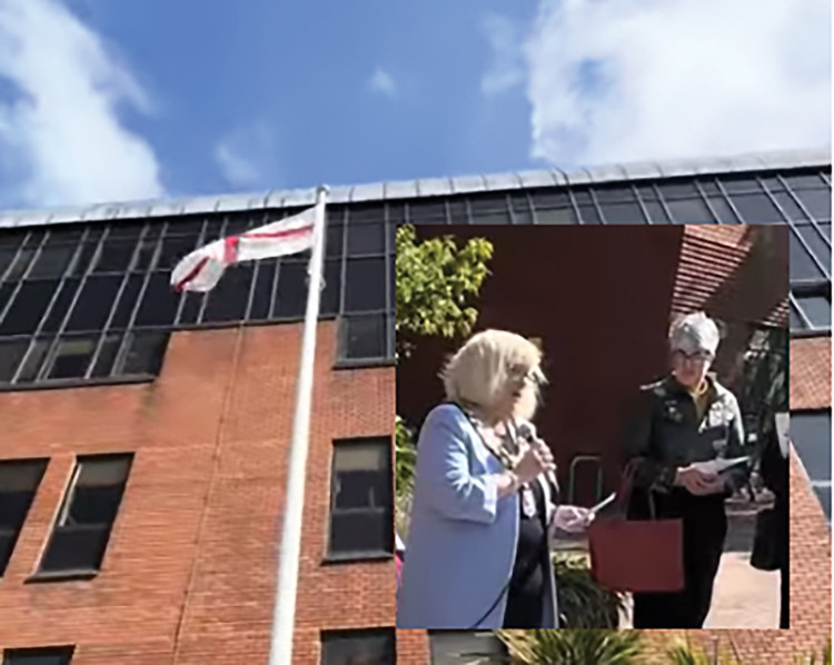 Mayor Cllr Sue Shinnick spoke after an introduction by her chaplain, Rev Dr Kate Cooper.