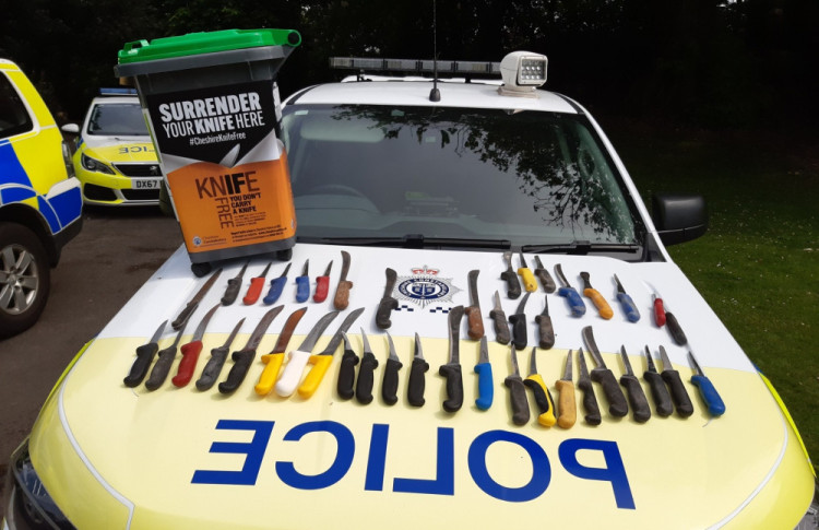 Knife crime in Cheshire fell by 27 per cent for 2025, say official figures released by the Office for National Statistics (ONS) for the year ending December 2025 (Photo: Cheshire Police).