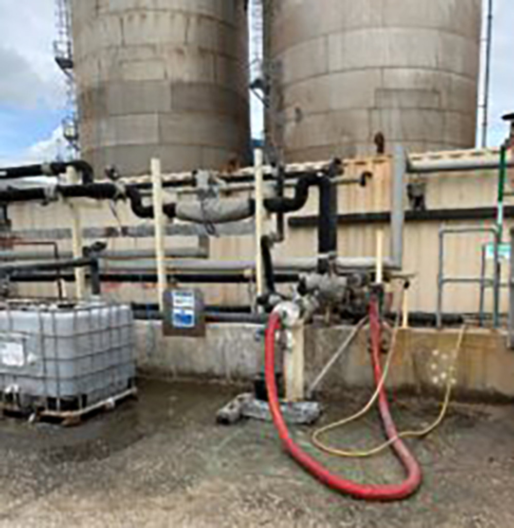 The poorly equipped toxic caustic-loading bay. 