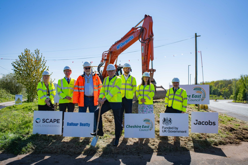 The first spade has been put in the ground for Middlewich Eastern Bypass. (Photo: Cheshire East Council)