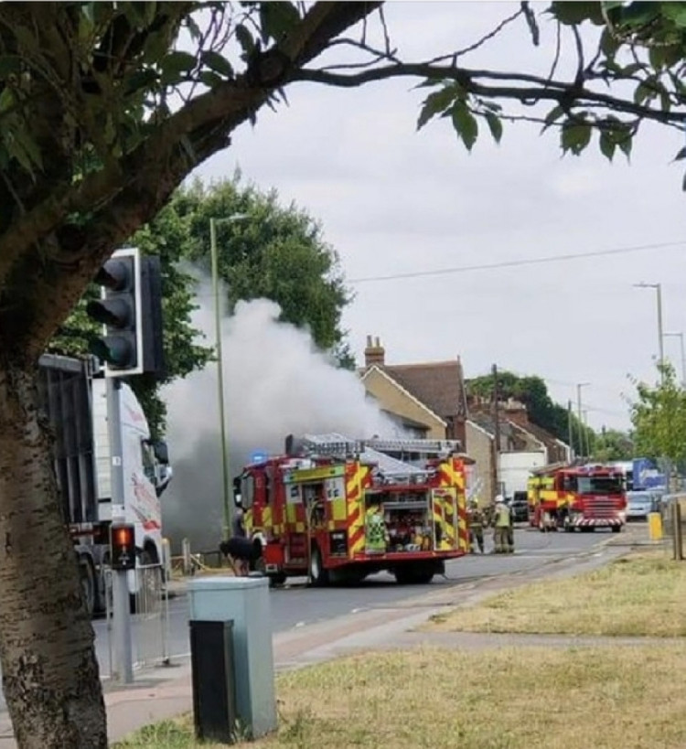 Hitchin: Lorry catches fire on Grove Road as area cordoned off back in 2022. CREDIT: Emma Dimond