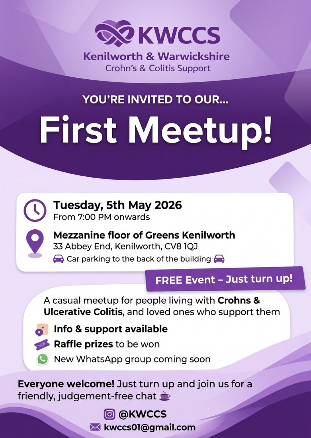 Kenilworth & Warwickshire Crohns & Colitis Support- First Meet Up
