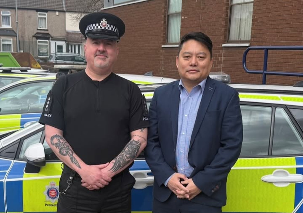 Ch Inspector Danny Barnes with Kishor Limbu of the Thurrock Nepalese Gurkha Community.