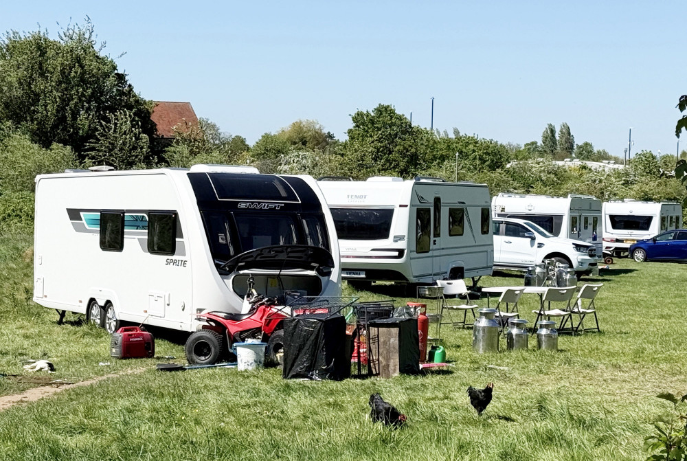 Leamington residents are distressed as travellers set up camps in central parkland (image via SWNS) 
