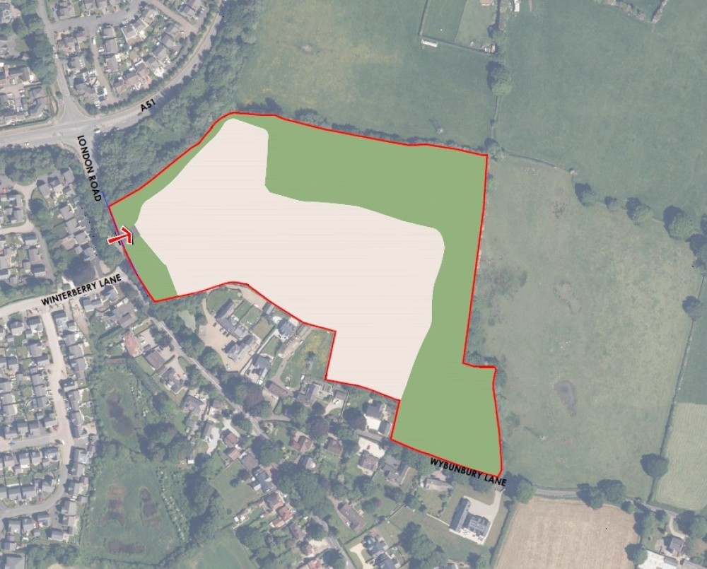The application site for the proposed 85-home development on London Road at Nantwich (Photo: CEC Planning).