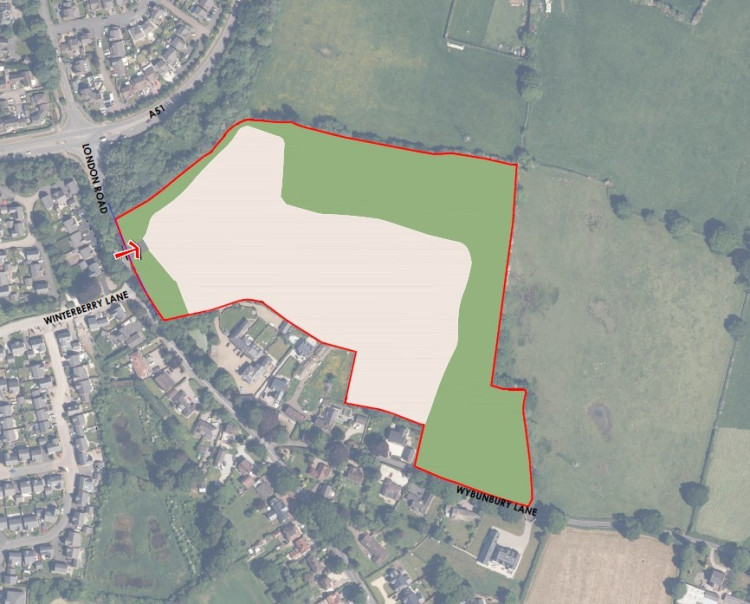 The application site for the proposed 85-home development on London Road at Nantwich (Photo: CEC Planning).