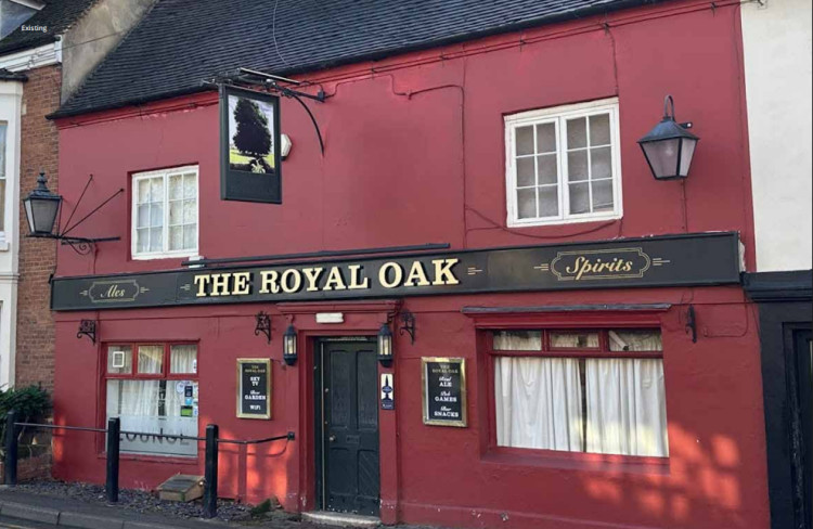 The Royal Oak was painted red (image via planning application)