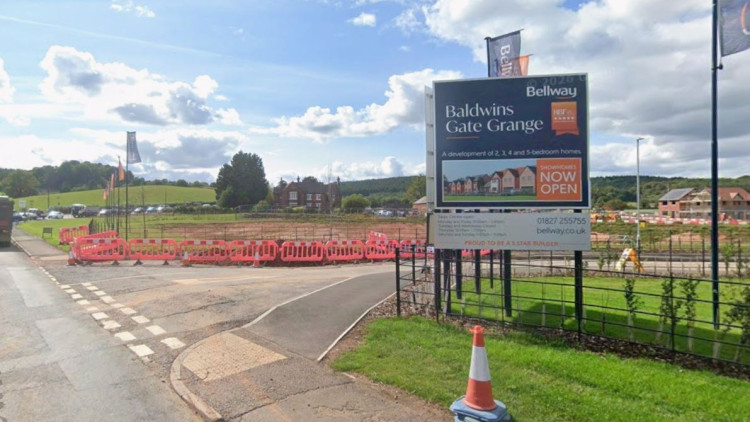 The 200-home Bellway Homes development at Baldwins Gate Farm (image via Google Street View)