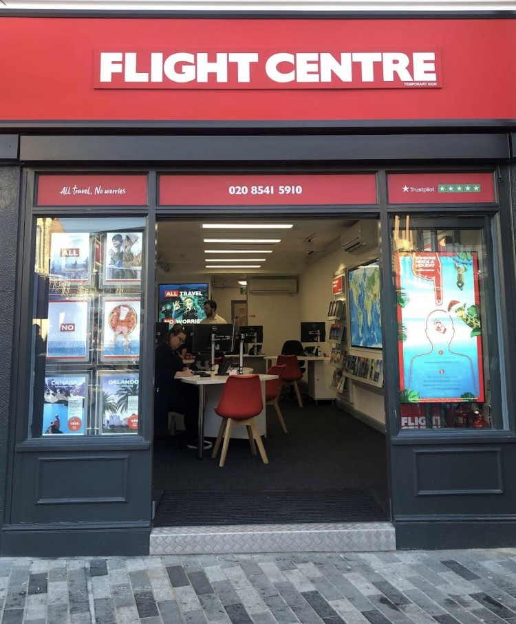 The ground floor retail unit of the property, located in Kingston's Ancient Market Place, is currently leased to Flight Centre UK Ltd until 2029 (Credit: Flight Centre)