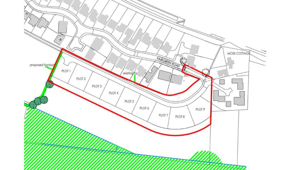 Plans for nine homes off Fairgreen Road in Baldwins Gate (image via planning application)