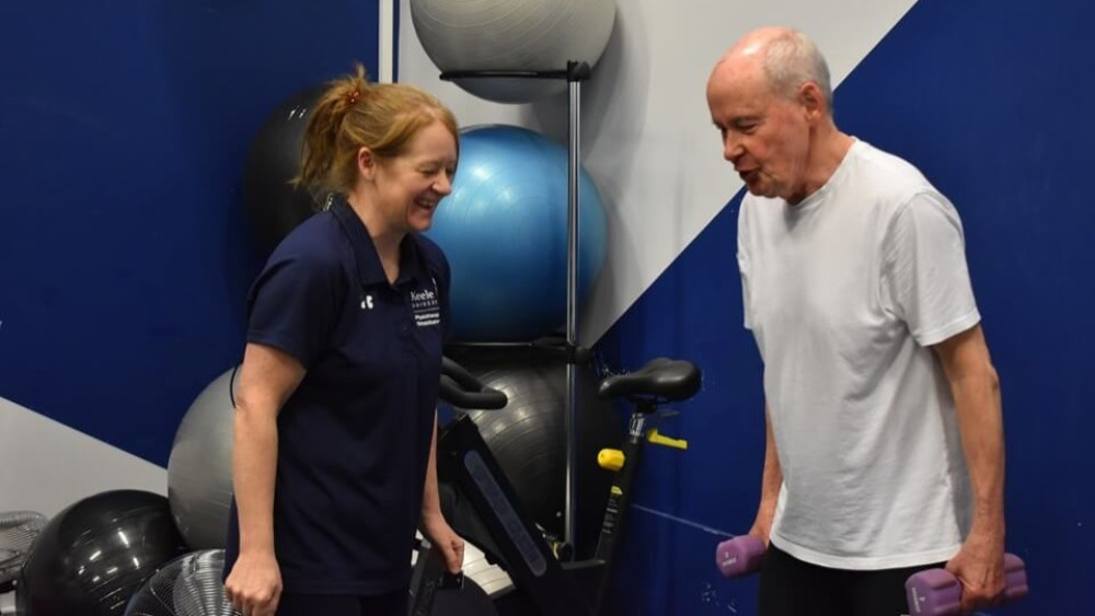 Physiotherapy Lecturer Katie Brown delivering one of the Ageing Well workshops at Keele (image via Keele)