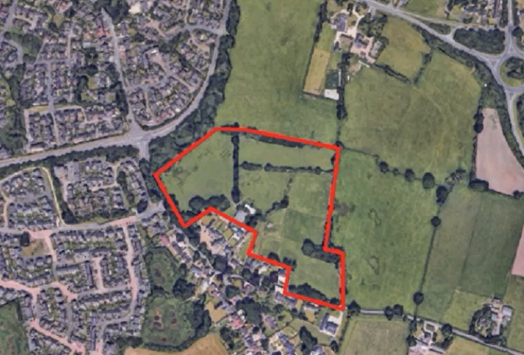 An aerial view of the agricultural land at Nantwich which forms the approved outline application site at London Road (Photo: Google).