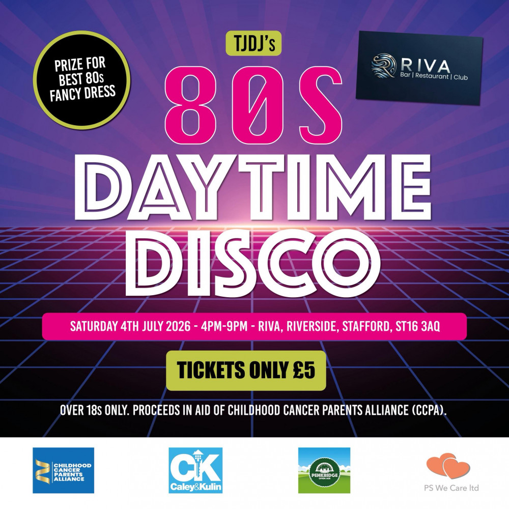TJ's 80'S Daytime Disco - Supporting Childhood Cancer Parents Alliance
