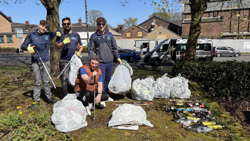 The TS Domestics team on a recent clean-up at a Tunstall car park (image via Nub News)