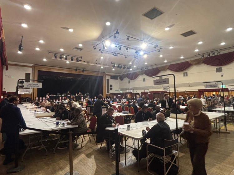 The scene as the verification process unfolded at the Civic Hall on Thursday evening into Friday morning. 