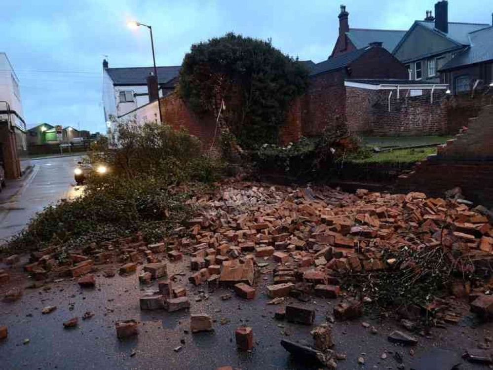 A wall came down close to the Stamford and Warrington Pub in Coalville. Photo supplied by Rich Mcdiarmid