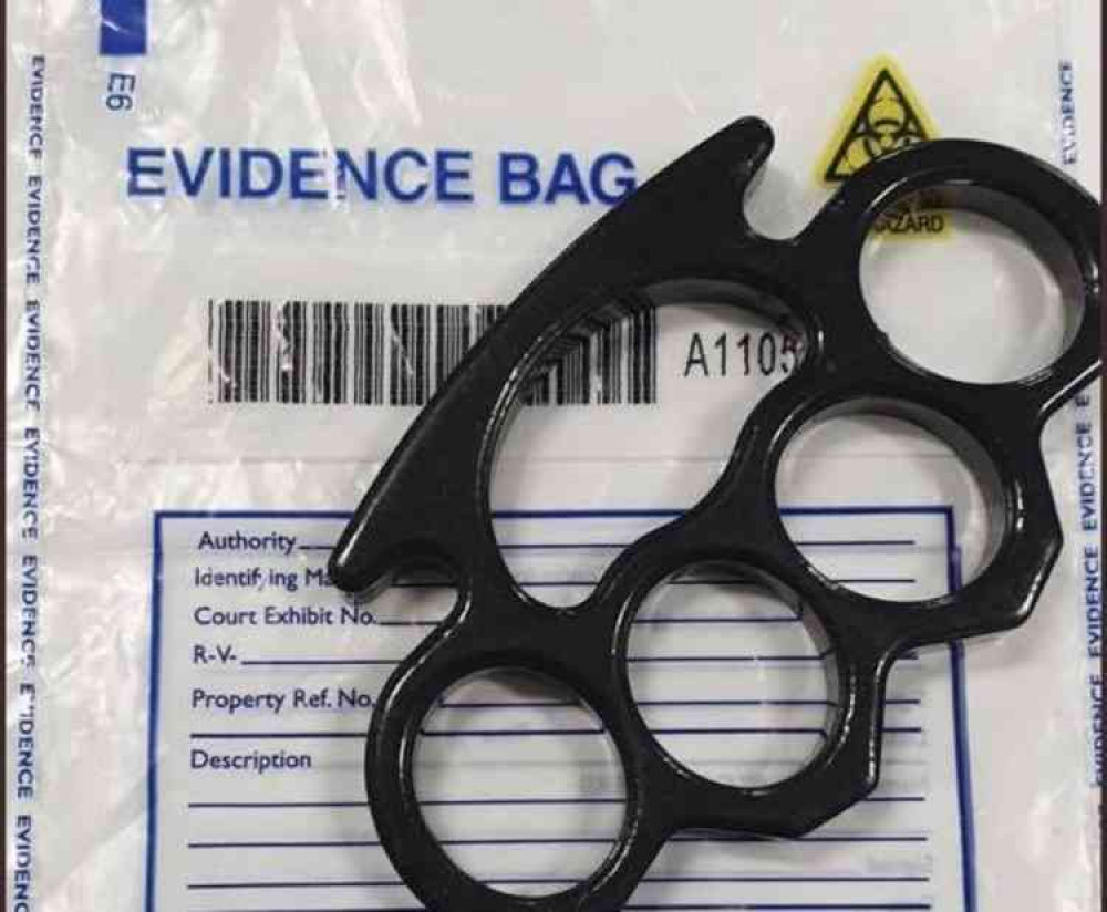 A knuckle duster taken from a male during a stop search. Photo: Leicestershire Police