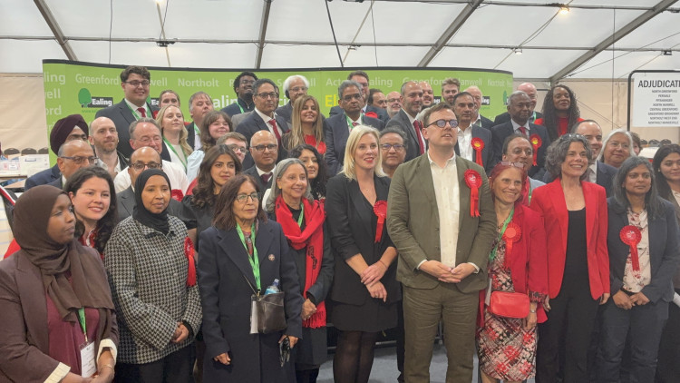 Ealing Labour candidates celebrating the 2026 local election result on 8 May (credit: LDRS).