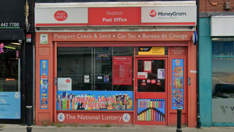 The Reddish Post Office branch on Gorton Road, pictured before it closed in February 2026 (Image - Google Maps)