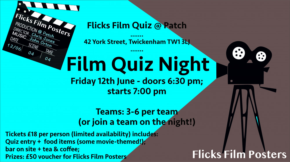 Film Quiz Night at Patch, 42 York Street, Twickenham