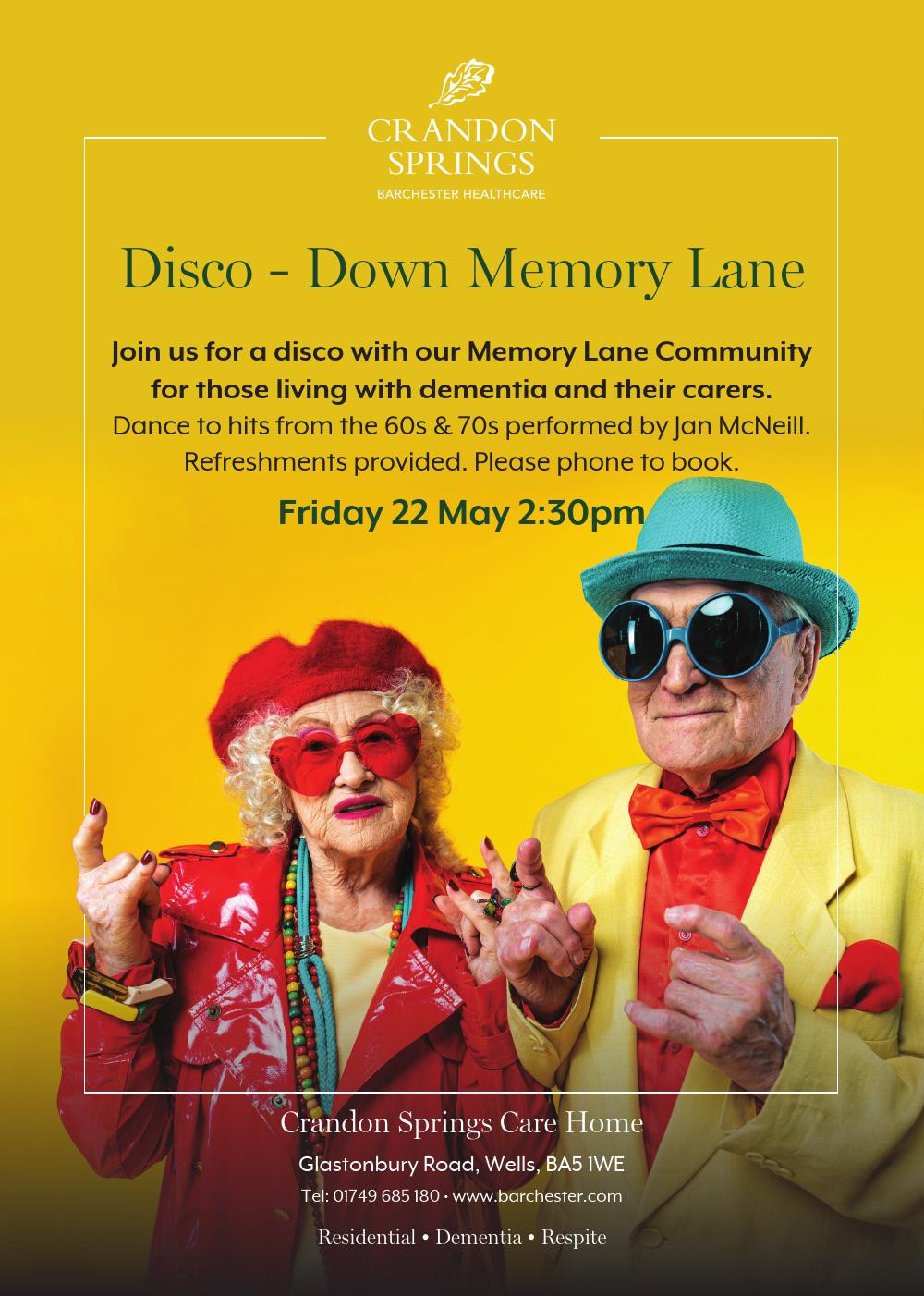 Disco Down Memory Lane at Crandon Springs Care Home is for those living with dementia and their carers