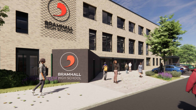 Plans have been submitted for new school and sports facilities at Bramhall High School, with modern classrooms, science labs, sports space, and more (Image - Sheppard Robson / via SMBC planning portal)