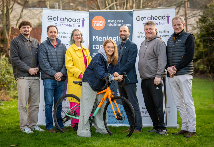 From left - Toby Adlington, Guy Minshull, Danni Heath, Lily Adlington, Dr Tom Nutt, Simon Pemberton and Rod Adlington (image supplied)
