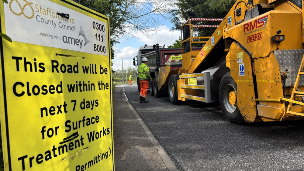 Roads across Staffordshire, including Newcastle-under-Lyme, Madeley, Biddulph and Leek will receive surface treatments (image via Staffordshire County Council)