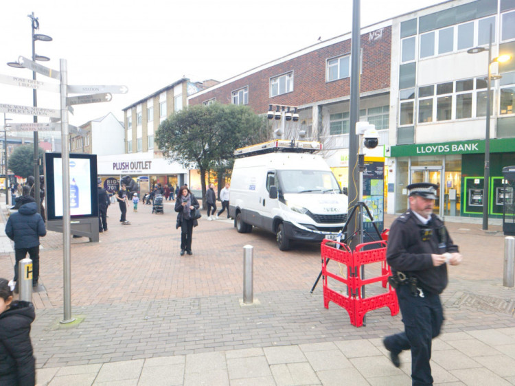 The Met deployed Live Facial Recognition Technology in Kingston's crime hotspots yesterday (Credit: Nub News)