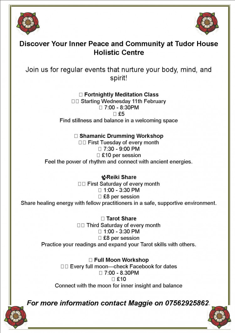 Flyer for The Tudor House Holistic Centre  (image via The Tudor House Holistic Centre)