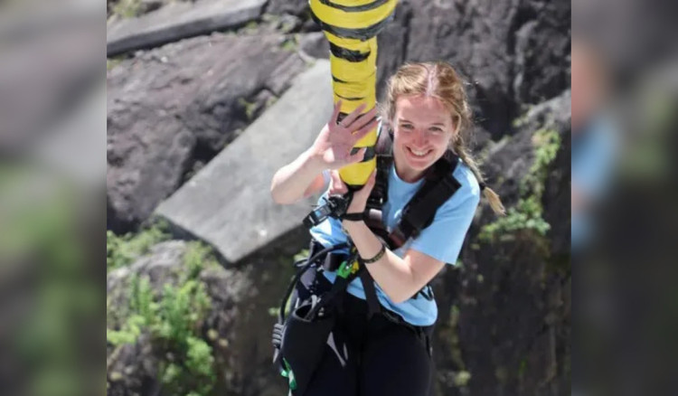 Alisha Brookes bungee jumped off the Verzasca Dam in aid of East Cheshire Hospice (Credit: Supplied)