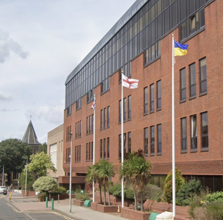 The Union flag, Cross of St George and the flag of Ukraine have been flown most days outside the town hall and civic offices, with the Ukraine flag occasionally replaced by symbolic flags such as those representing the Commonwealth, Armed Forces or individual event flags like remembrance of the Srebrenica massacre