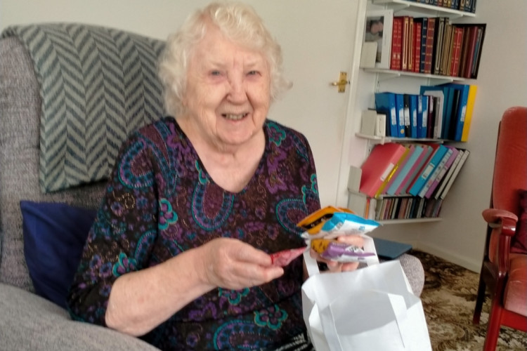 Ashby client Ann with her activity bag (image supplied)